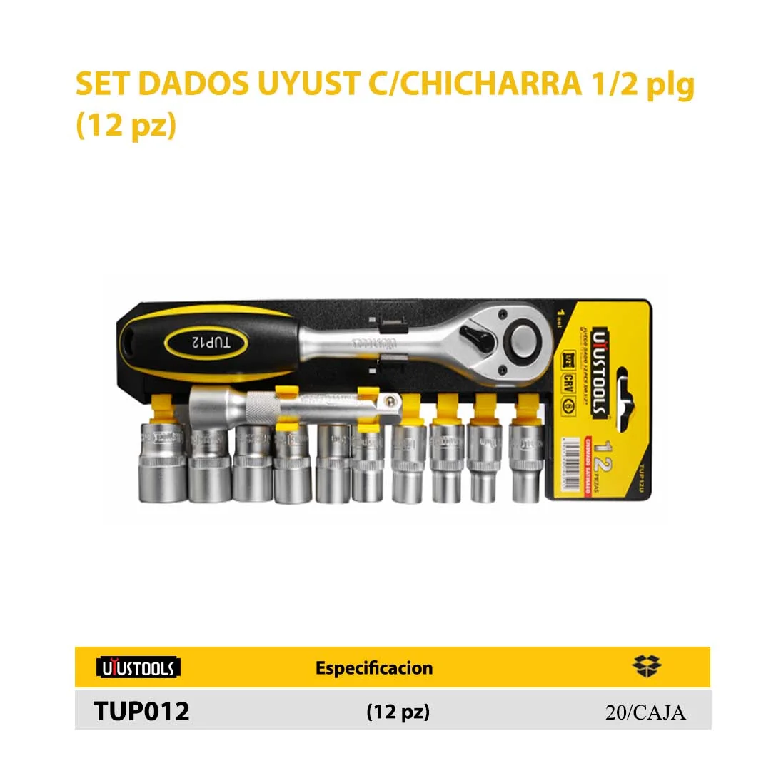 SET DADOS UYUST C/CHICHARRA 1/2" (12 pz)