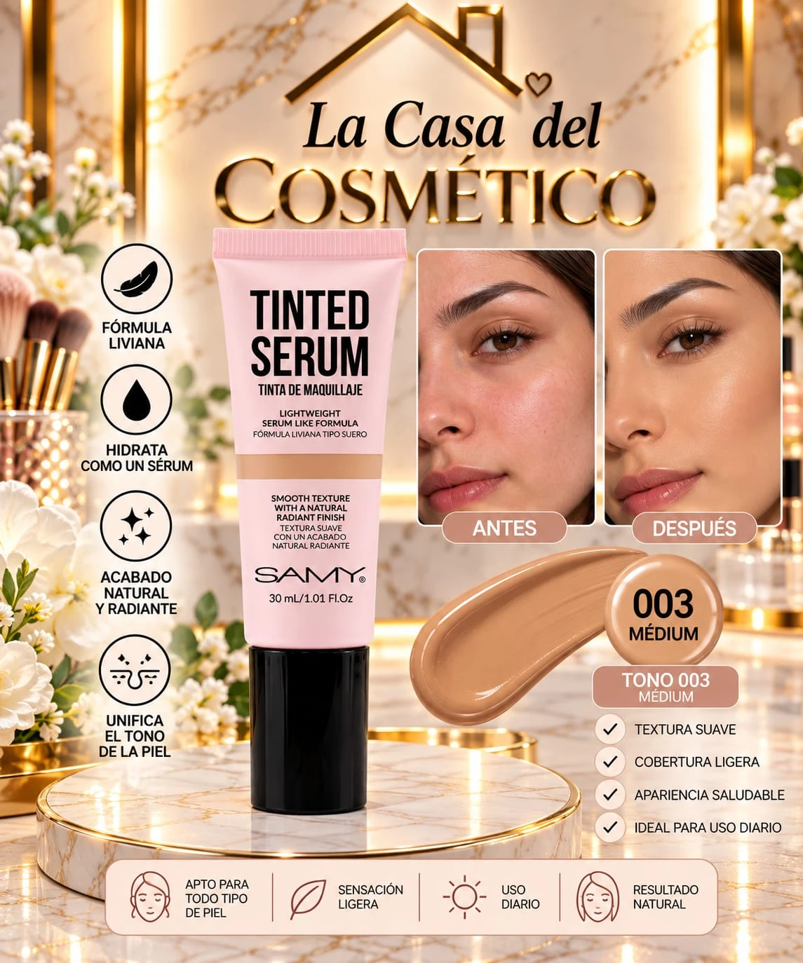 samy tinta de maquillaje tinted serum tono 003 medium.jfif