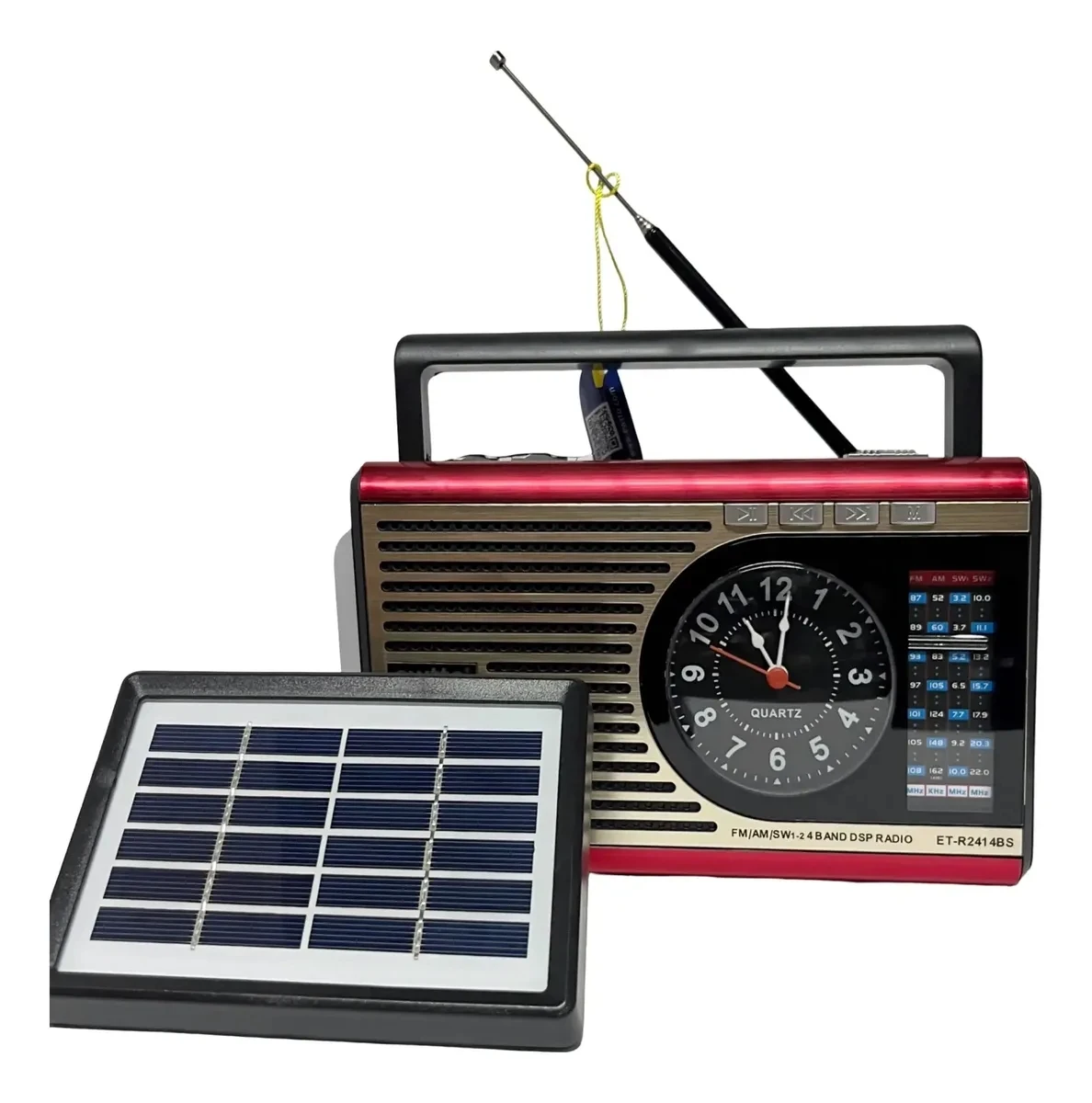 Radio FM/AM/SW BT USB AUX LINTERNA RELOJ PANEL SOLAR 2