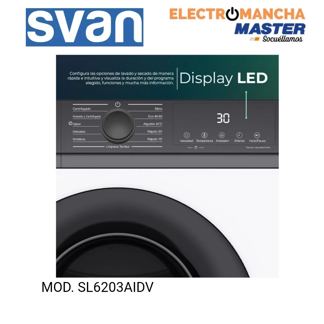 LAVADORA SVAN SL6203AIDV 6 KG. 1200 RPM  CLASE A 3