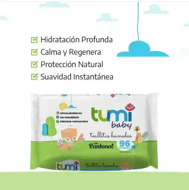 Oferta x 3, TUMI BABY Toallitas hùmedas x 96 unidades HIPOALERGÈNICAS Sin Parabenos Previene Paspaduras