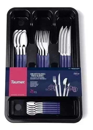 Set Cubiertos Taumer Azul + Porta Cubiertos