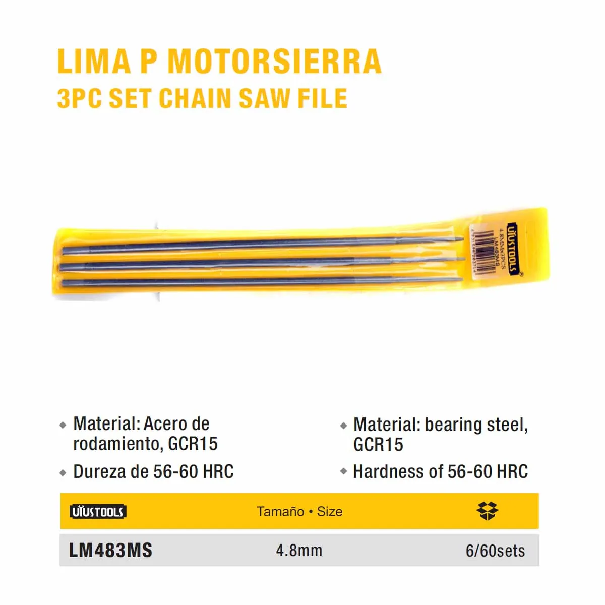 LIMA P/MOTORSIERRA UYUST 4.8MM x 3PCS 