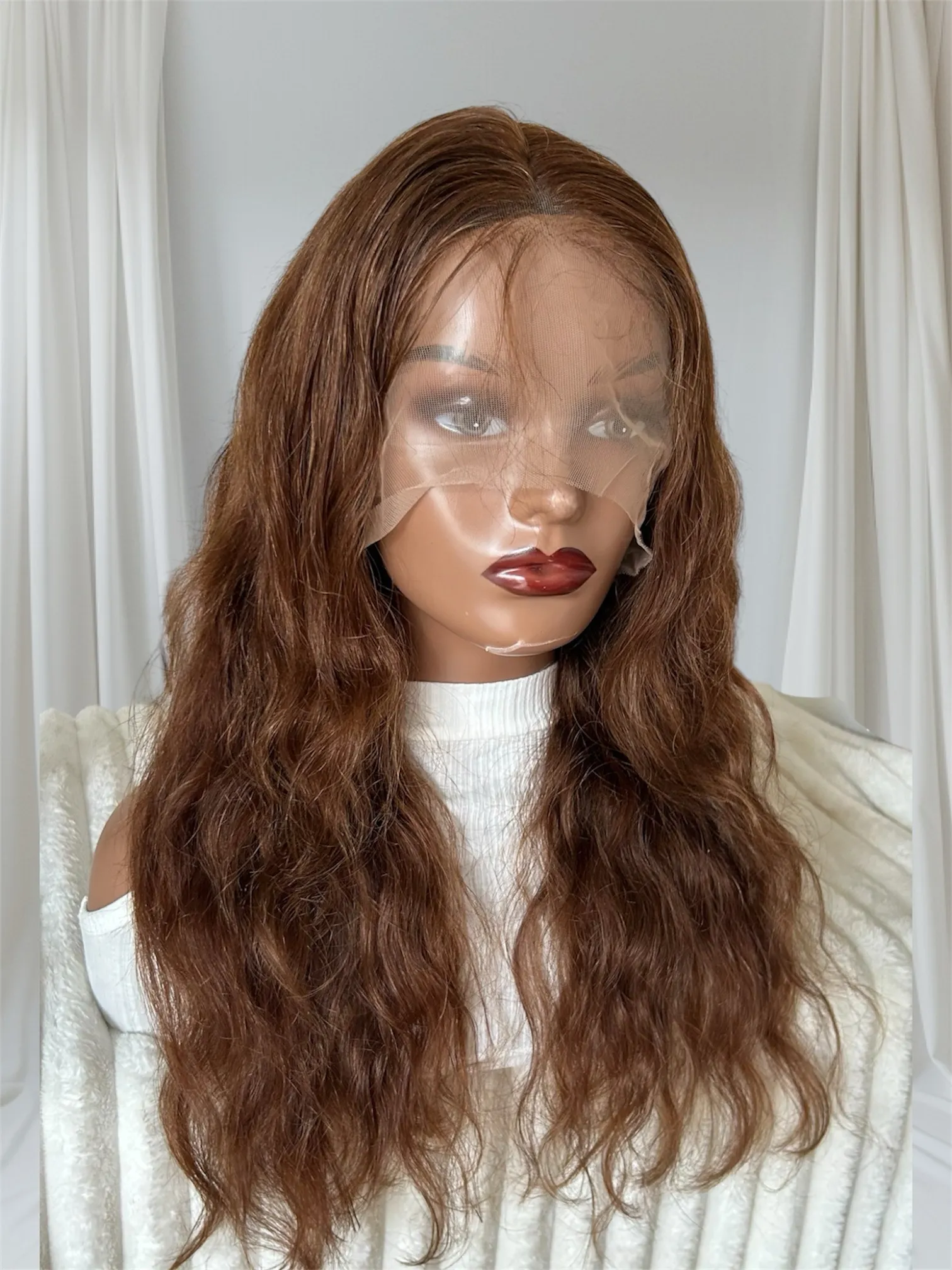 Peluca de cabello humano de 22 pulgadas, frontal lace 13x4 , 180% densidad   2