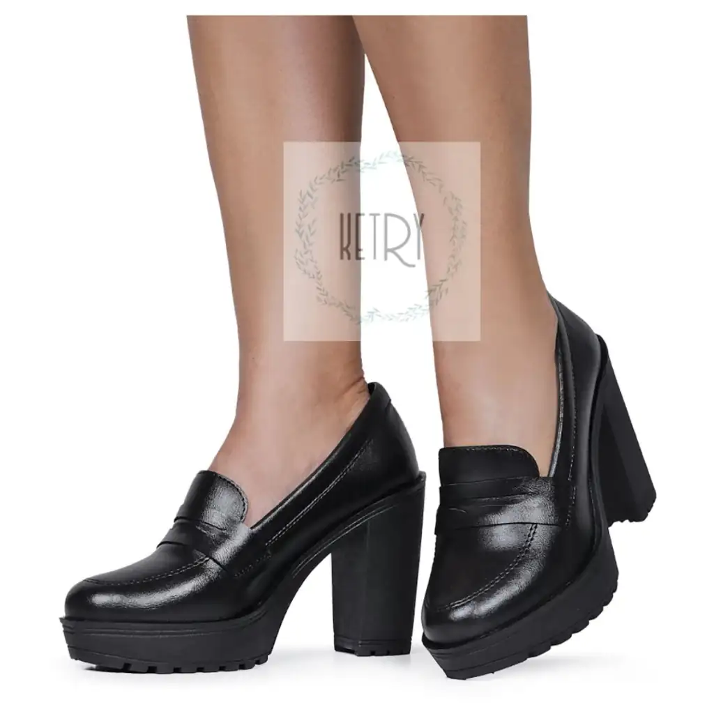 Mocassim Oxford Salto Alto Tratorada  2