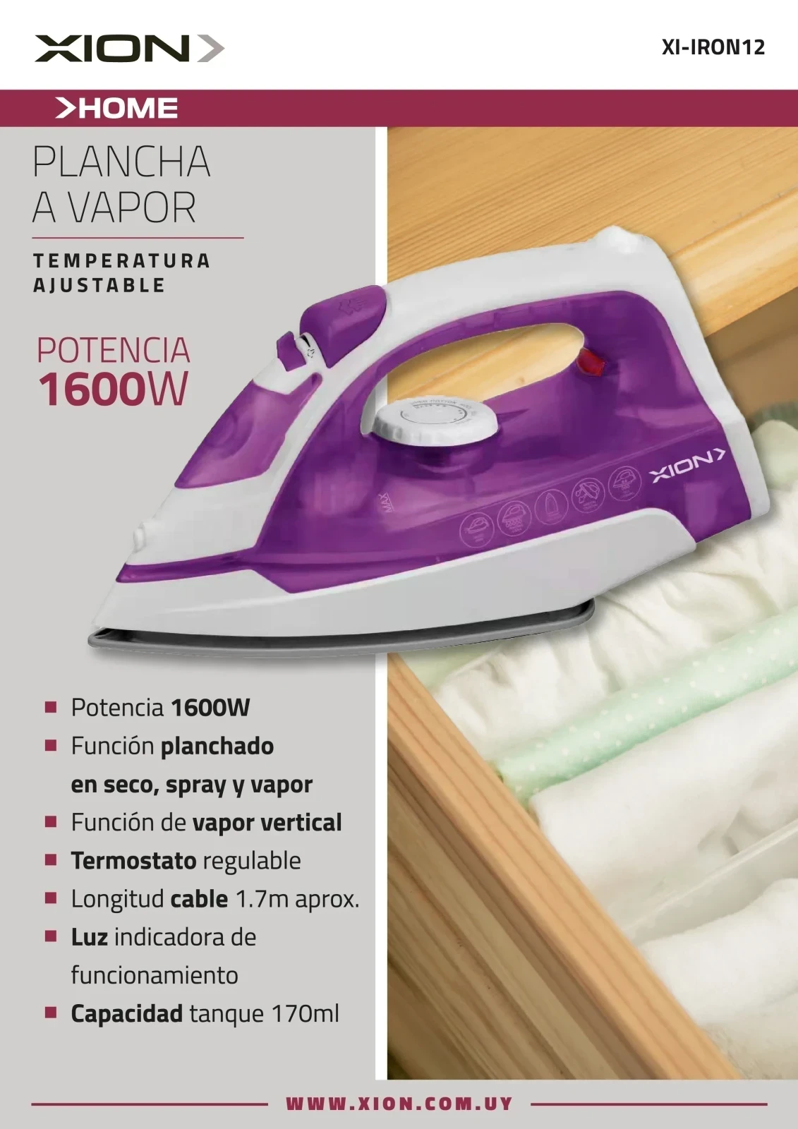 Plancha a Vapor 1600W 𝙓𝙄𝙊𝙉 2