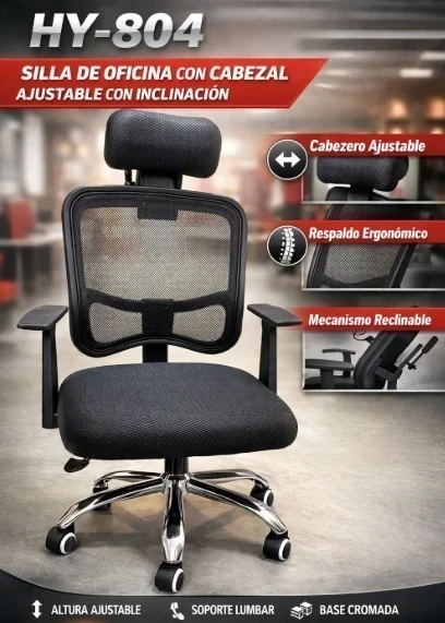 SILLA OFICINA C/CABEZAL HY-804