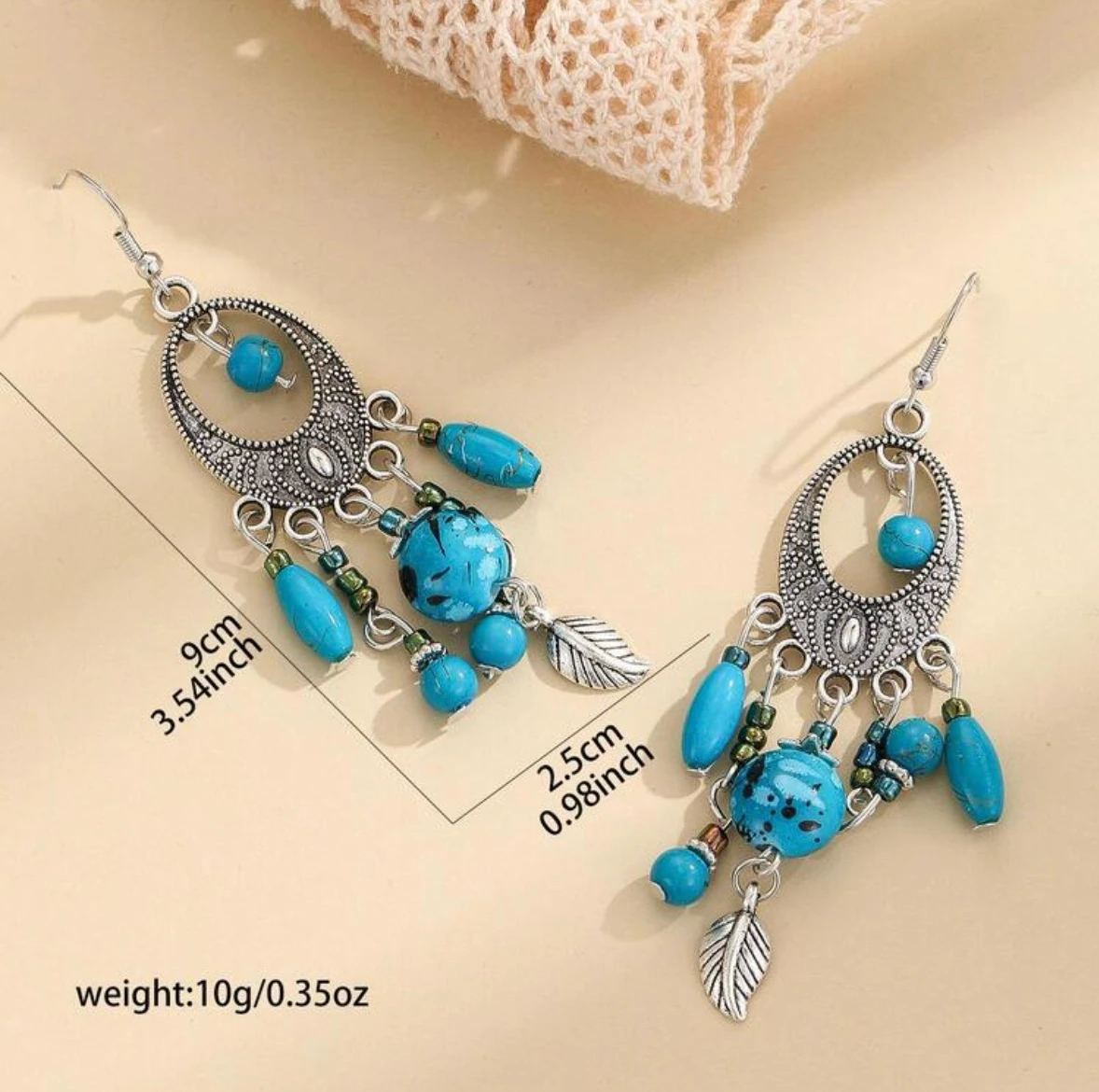 Pendientes estilo bohemio en metal plateado 2
