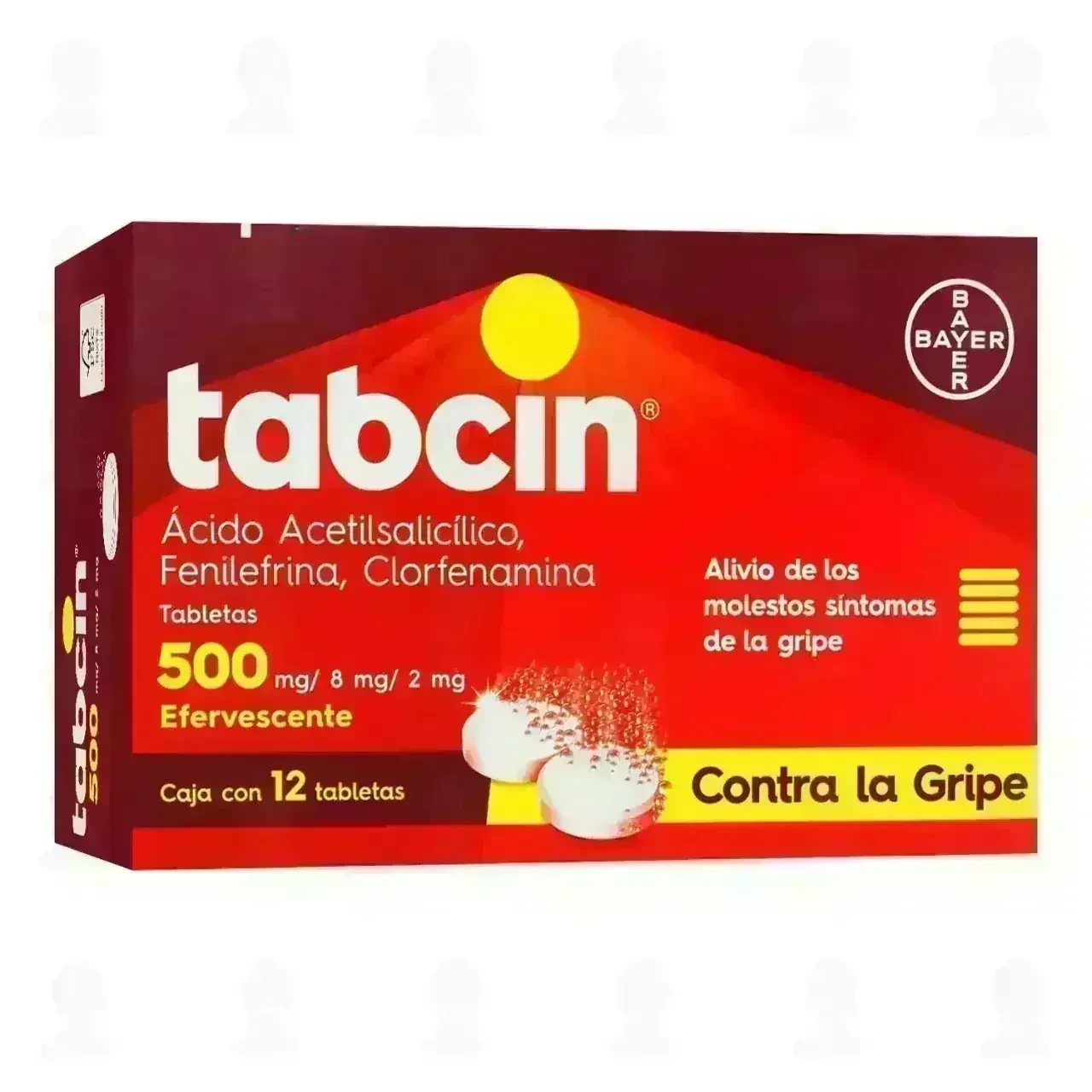 Tabcin 500 mg Alivio de los Molestos Síntomas de la Gripe, 12 Tabletas