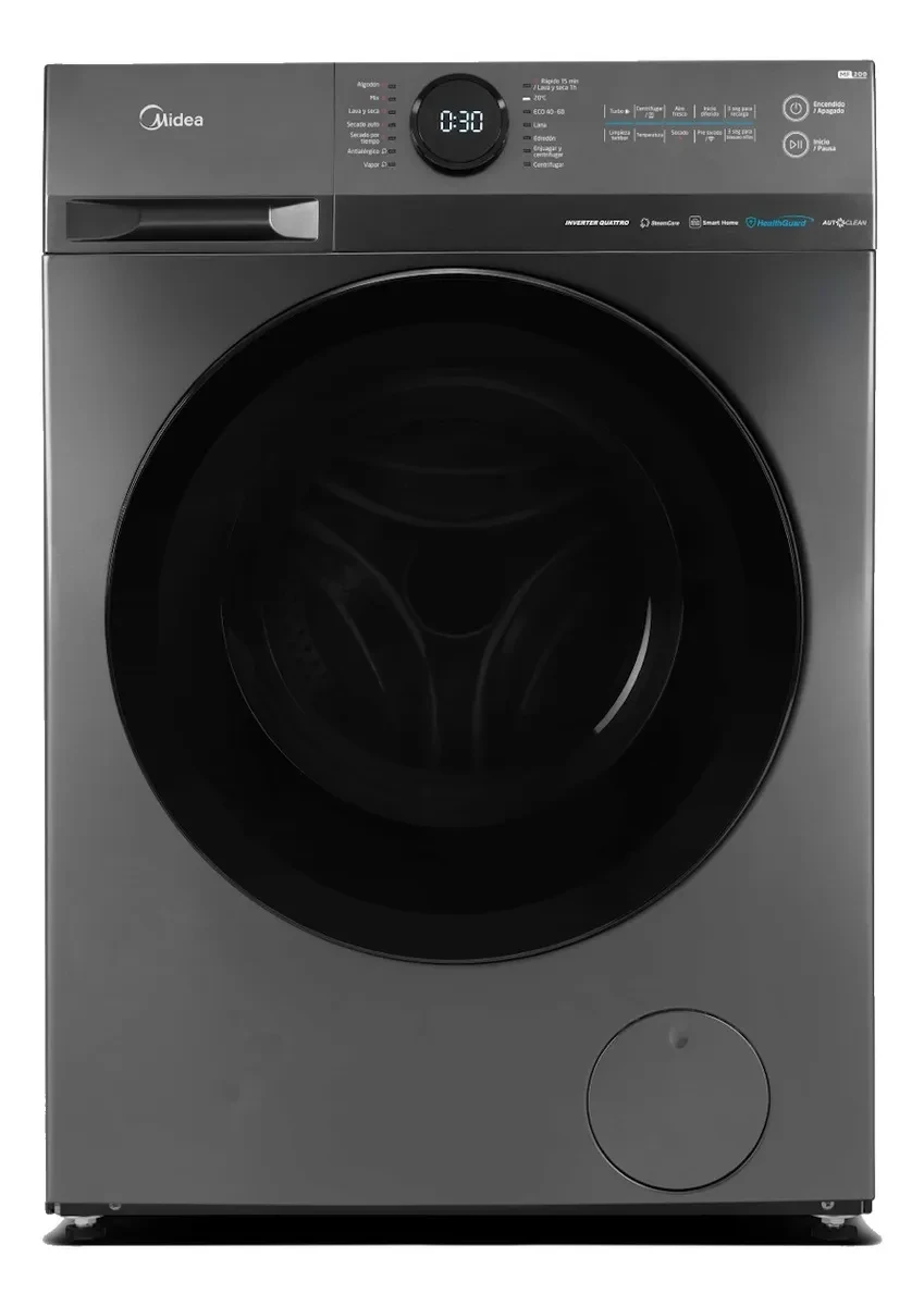Lavasecarropas Midea Inverter Smart 8 Kg Mf200d80wb/t-a1 Color Gris oscuro Inverter