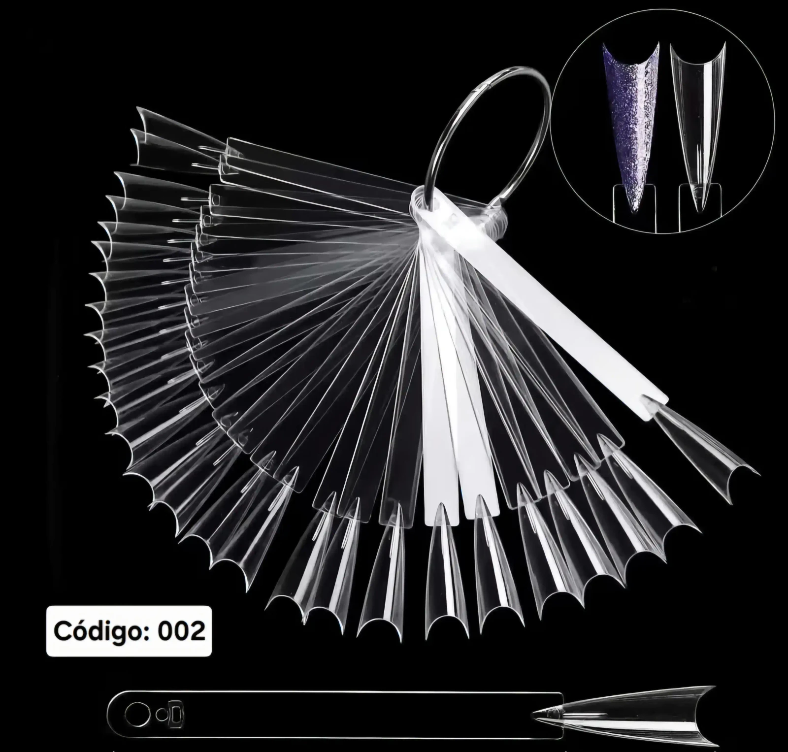Llavero 50 Uñas para Práctica Color Transparente 2
