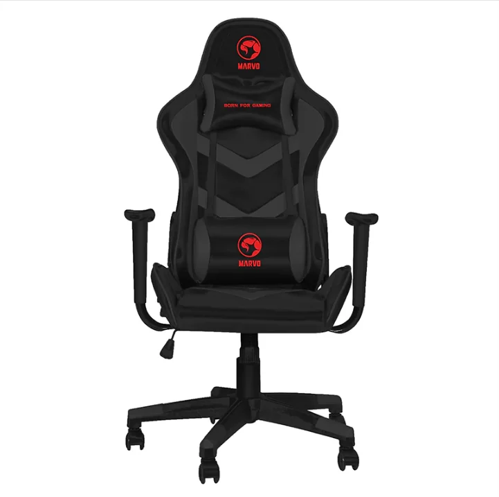 SILLA GAMING MARVO CH-106 BK NEGRO ALMOHADA CABEZA Y ZONA LUMBAR ROTACION 360° RECLINACION 180° CARGA MAXIMA 150 KG GARANTIA 12 MESES