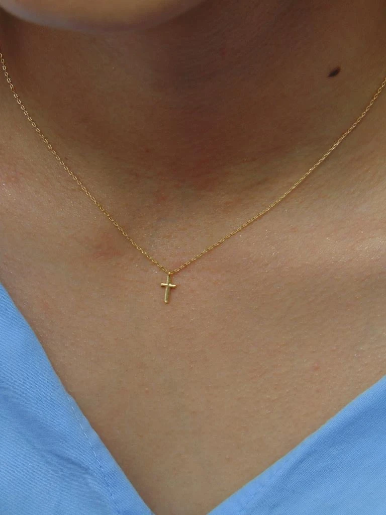 CADENA ORO LAMINADO 18K DELGADA DIJE CRUZ LISA 8MM |LARGO 45CM 