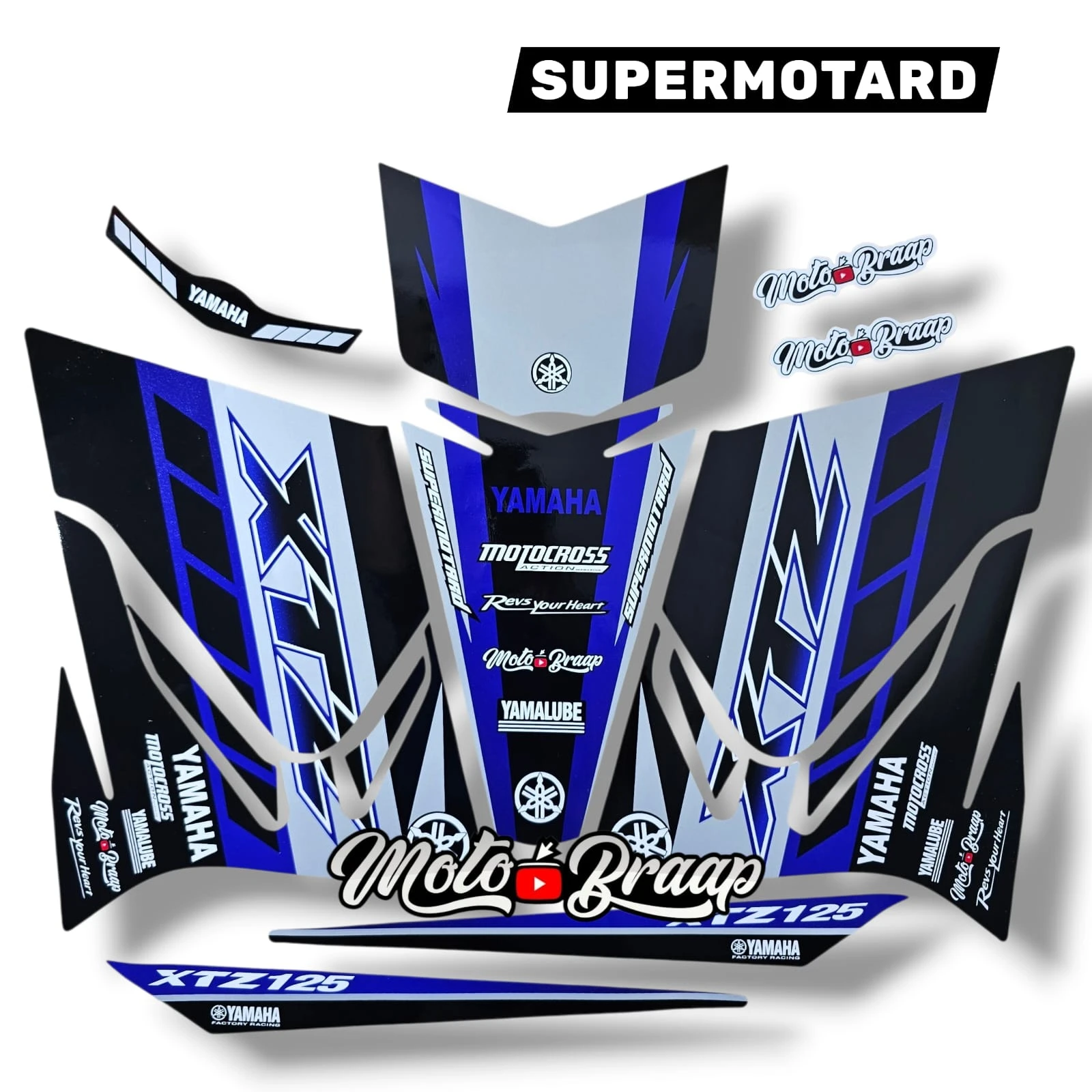 Xtz 125 calcomanias SUPERMOTARD Azul