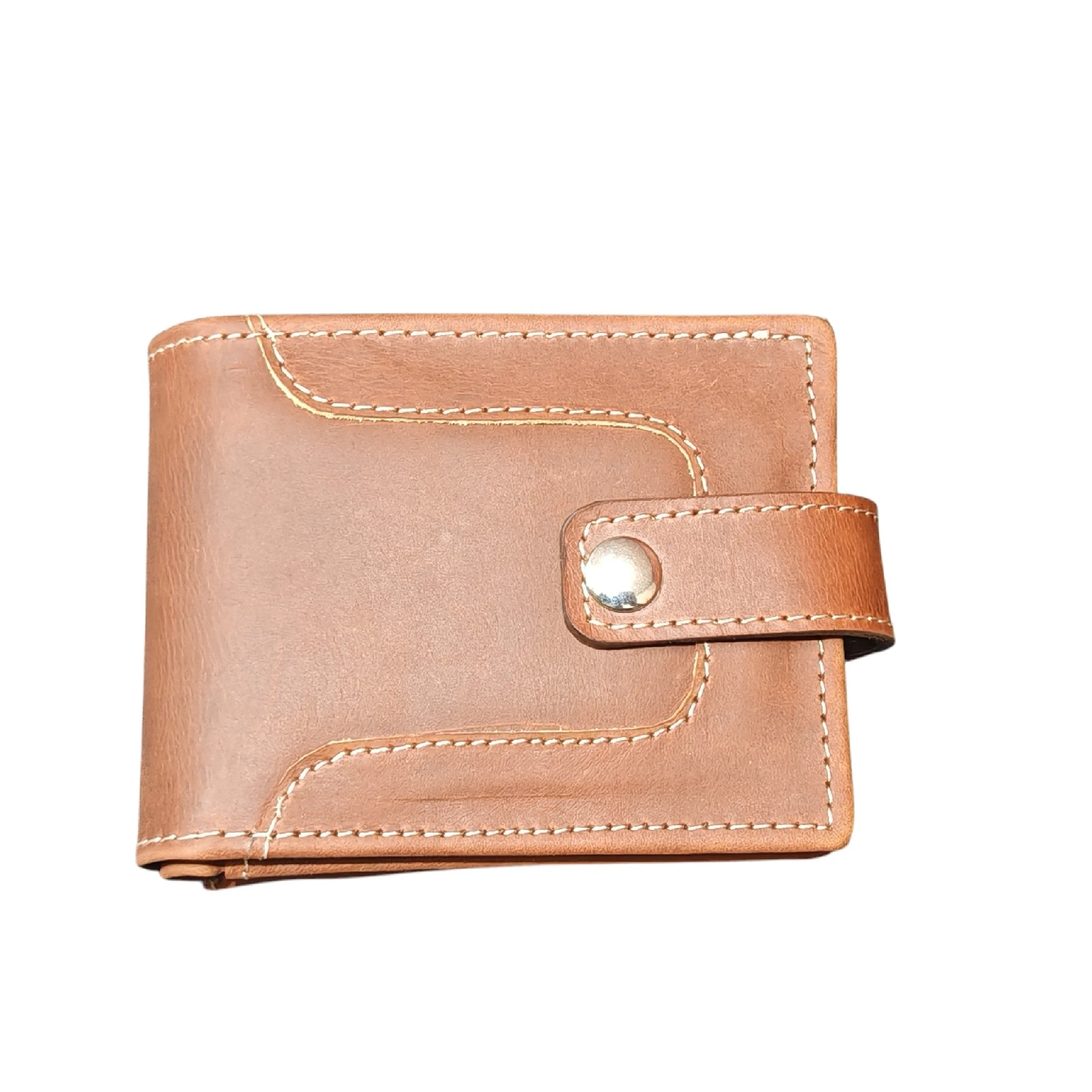 Billetera bifold cuero cafe crazy con cierre de broche  4