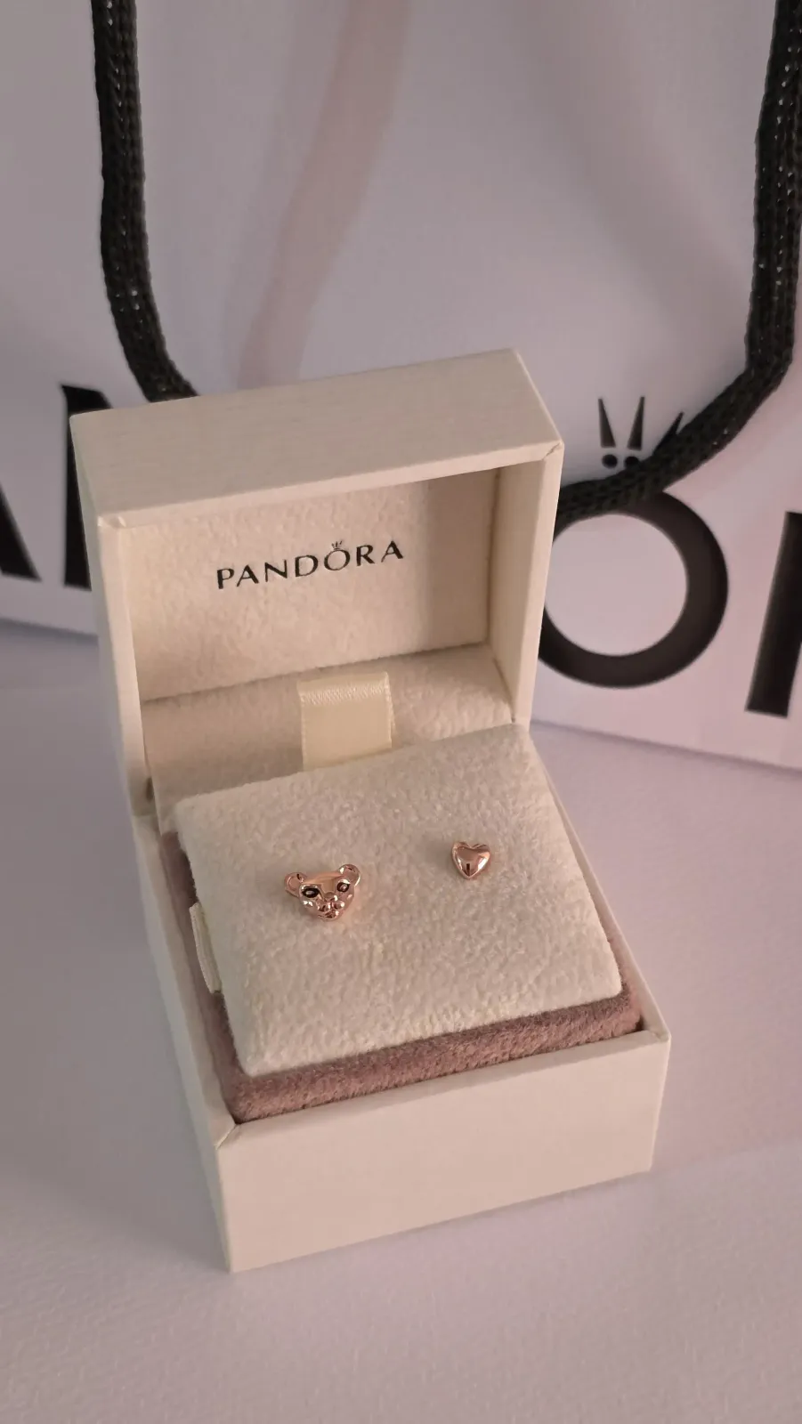 Pandora Rose Lion Princess and Heart Stud Earrings