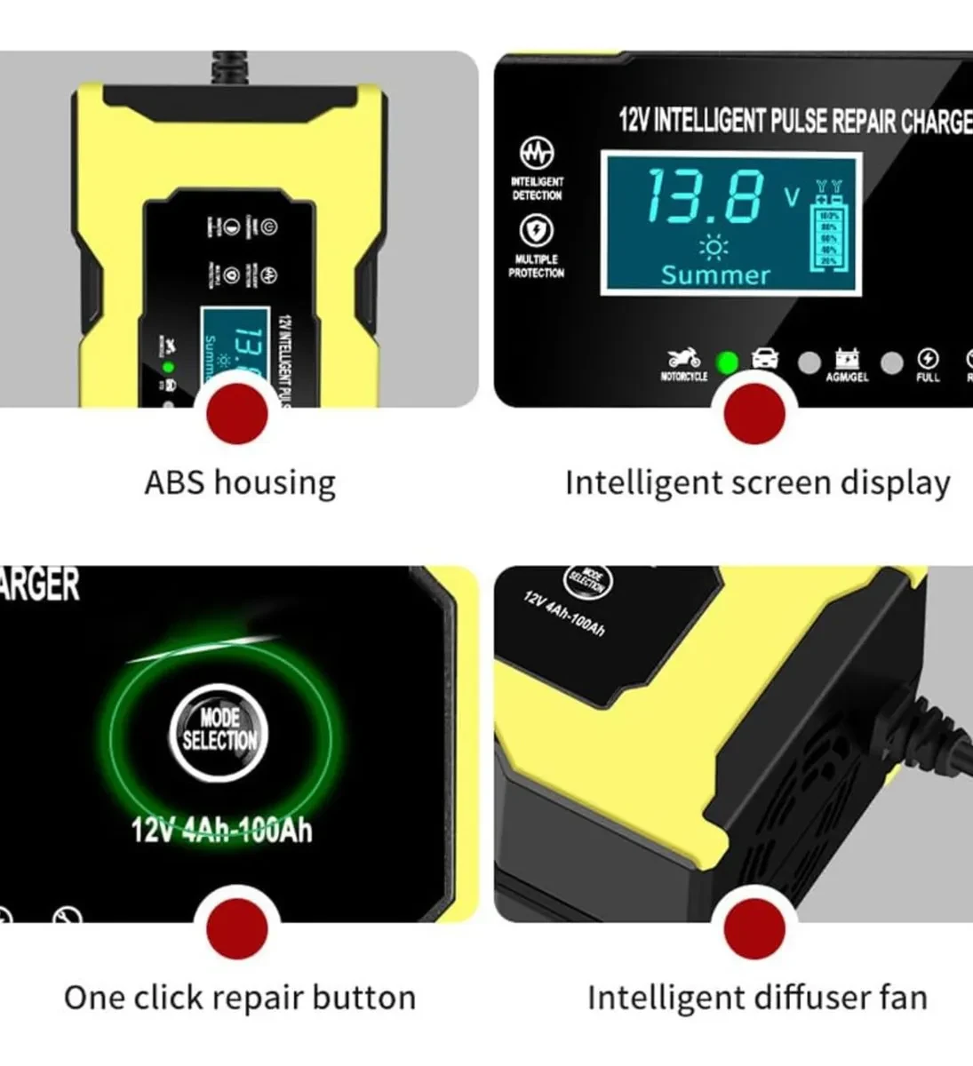 Cargador Inteligente Bateria 12V y 6V Auto Moto Pantalla LCD Protecciones 2