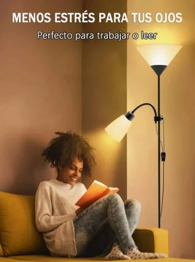Lampara De Pie Doble Luz Lectura Y Ambiente Flexible 2