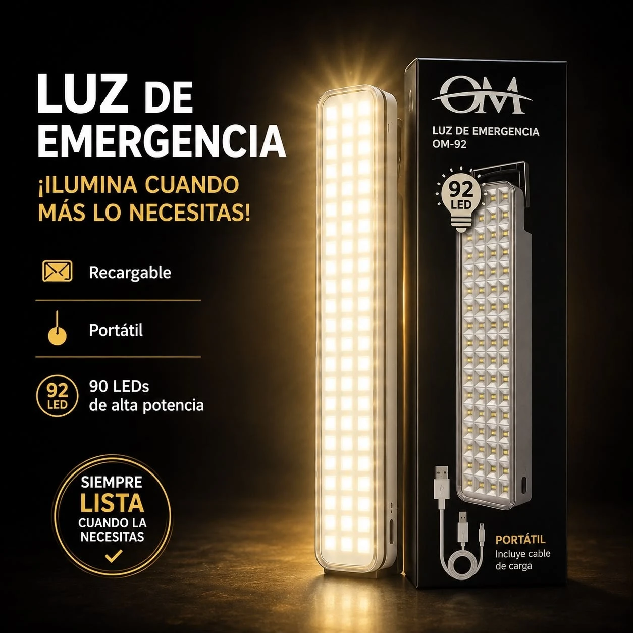 LUZ DE EMERGENCIA OM- 92LEDS