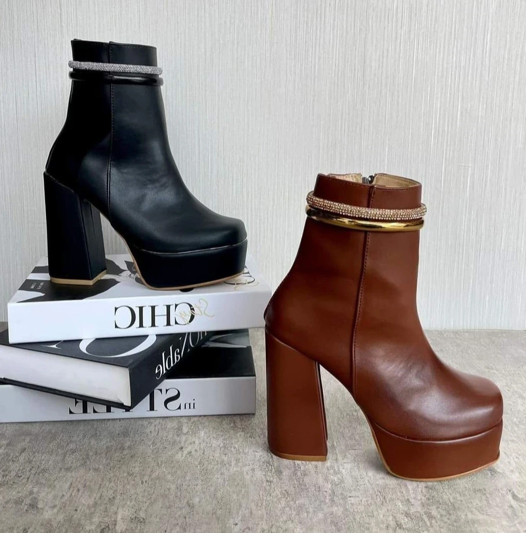 Botin Plataforma Negro/Cafe 