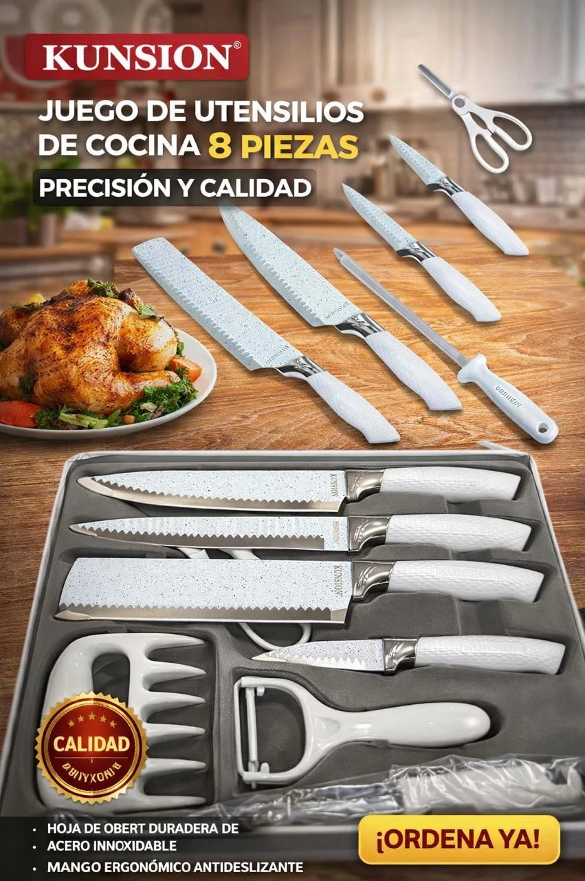 set de cuchillos Kunsion de 8 piezas (modelo KS-8PC), 