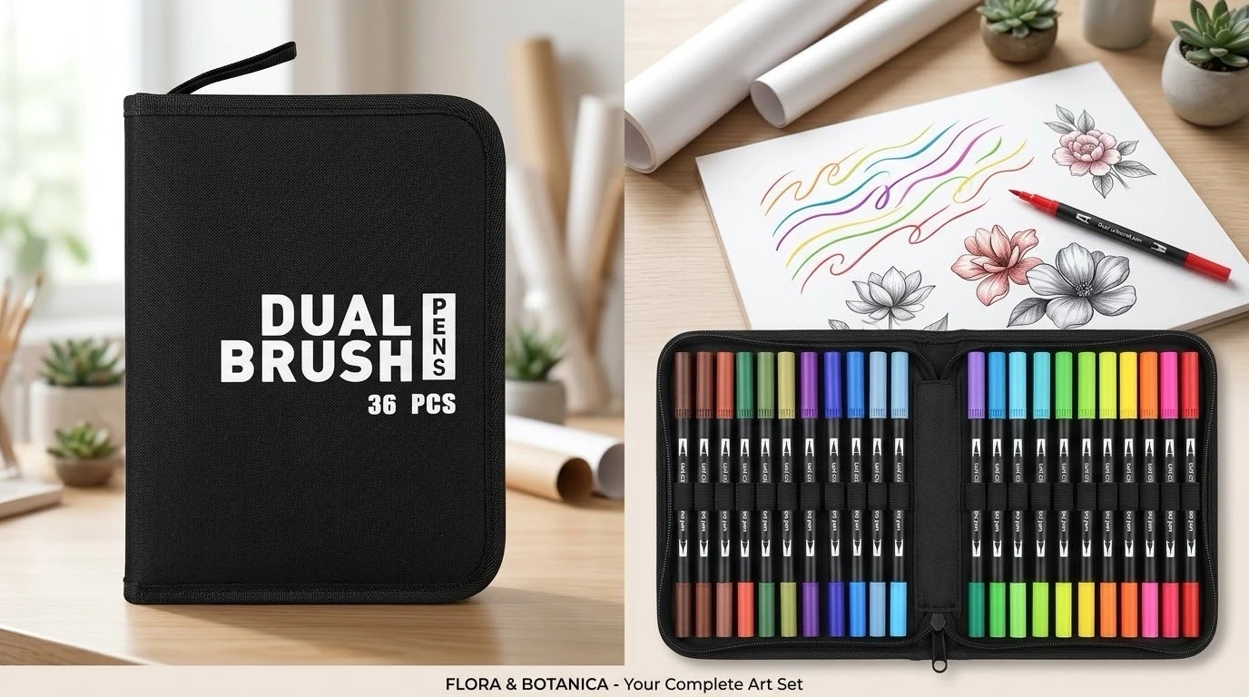 SET DE PLUMONES PROFESOONAL DE 36 piezas doble punta
