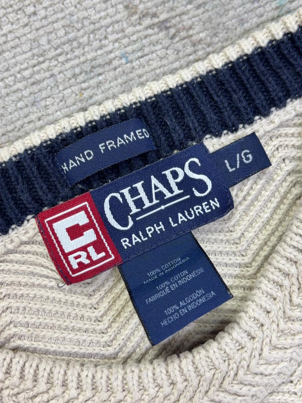 CHAPS RALPH LAUREN VINTAGE HERRINGBONE CREWNECK SWEATER 4