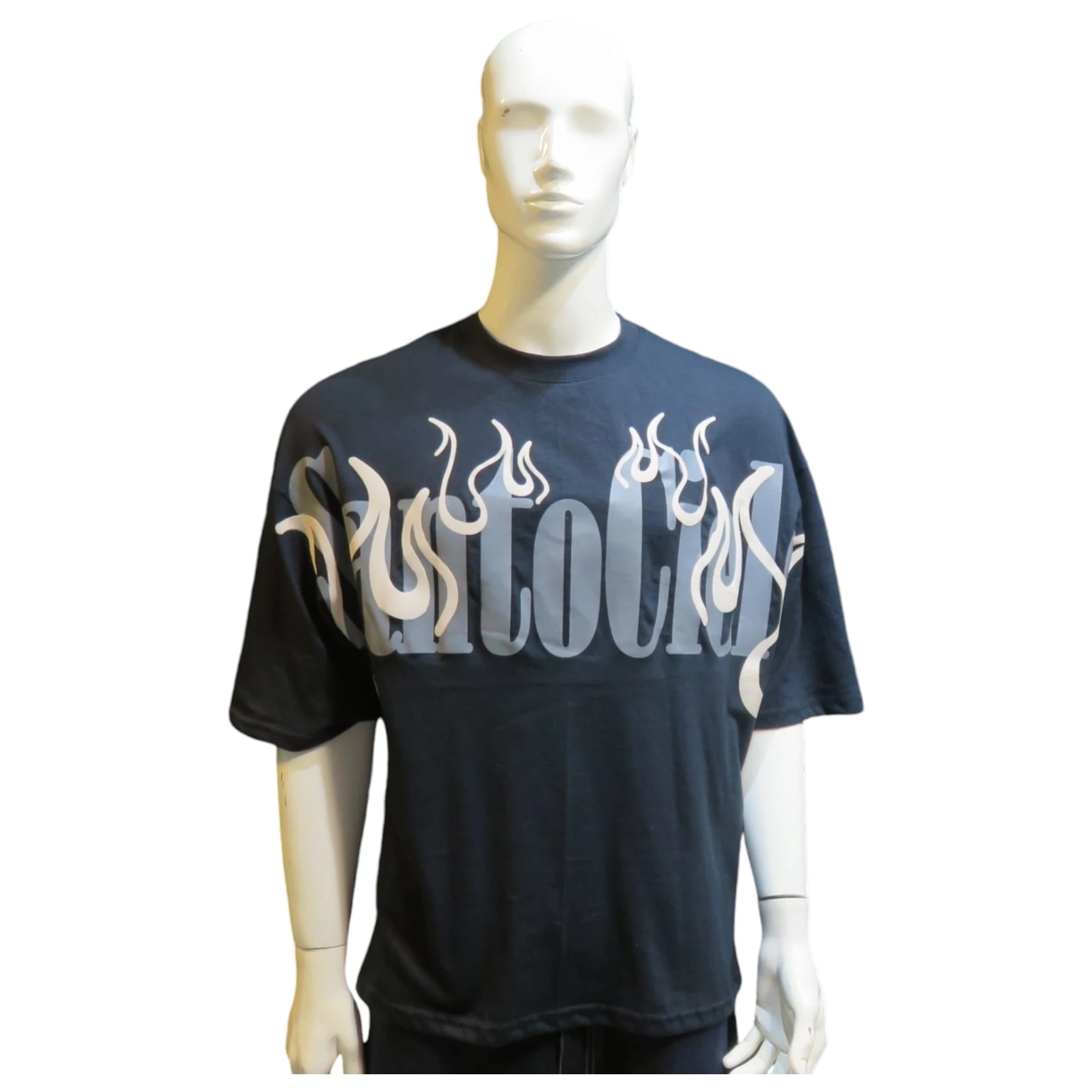 Playera santo cielo negra flama