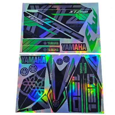 XTZ 150 Calcomanias 2025 Tornasol gris con verde