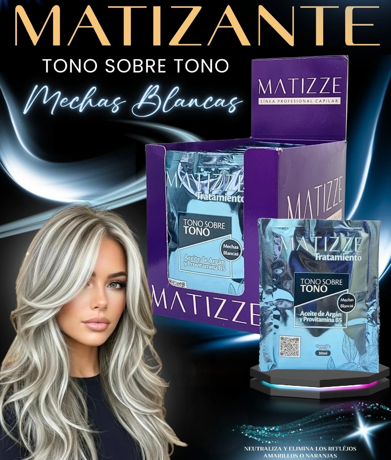 Sachet Matizante Tono Sobre Tono 30ml Mechas Blancas Matizze