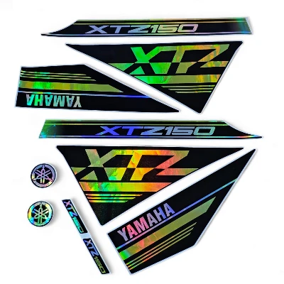 Xtz 150 Calcomanias 2024 tornasol negro con amarillo limon