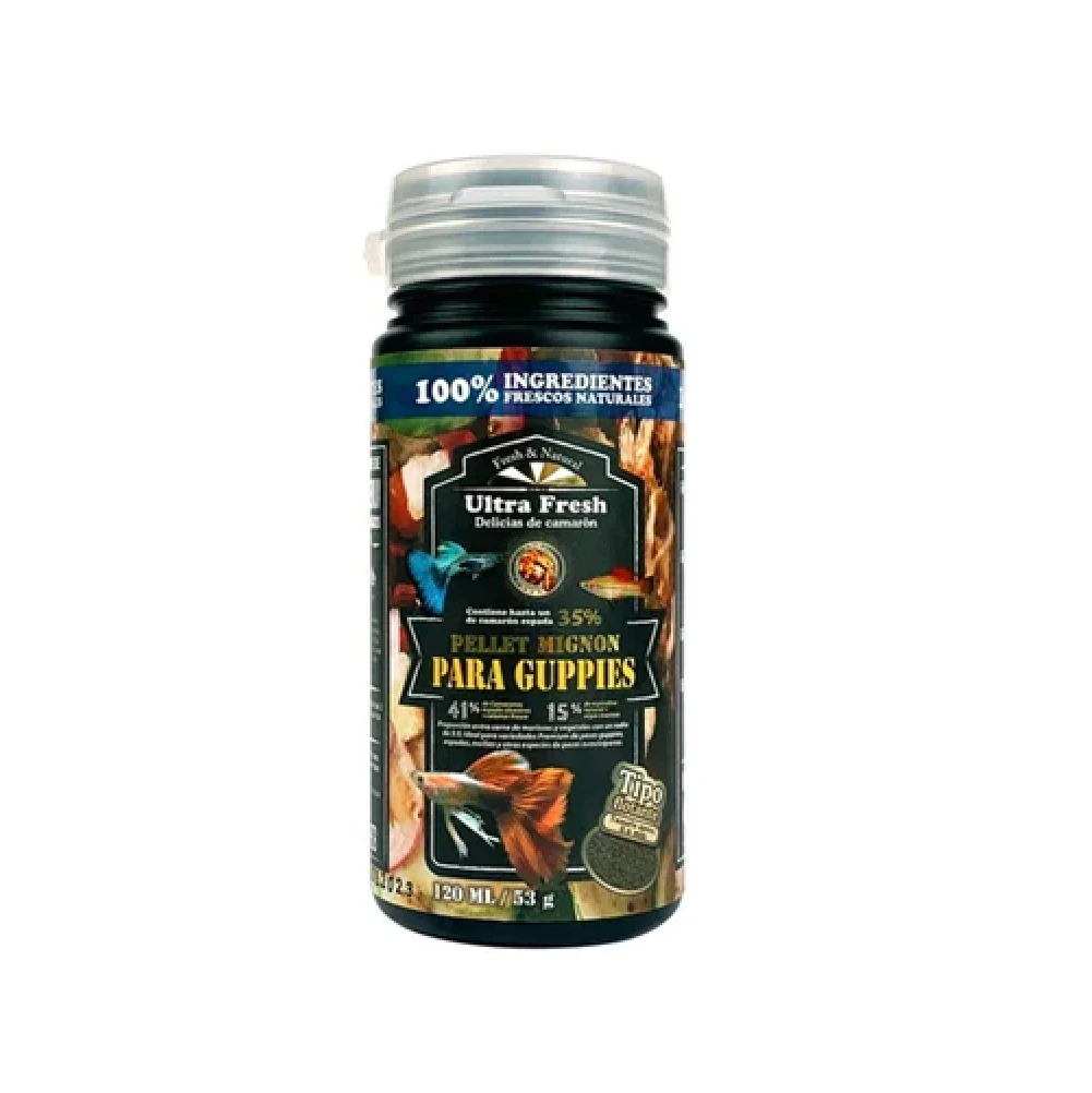 Alimento flotante para Guppies - Pellet Mignon Ultra Fresh x 53 grs.
