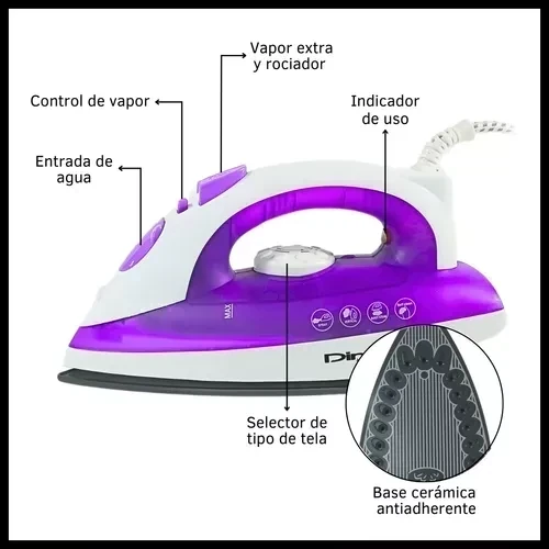 PLANCHA A VAPOR DINAX CON BASE ANTIADHERENTE  2