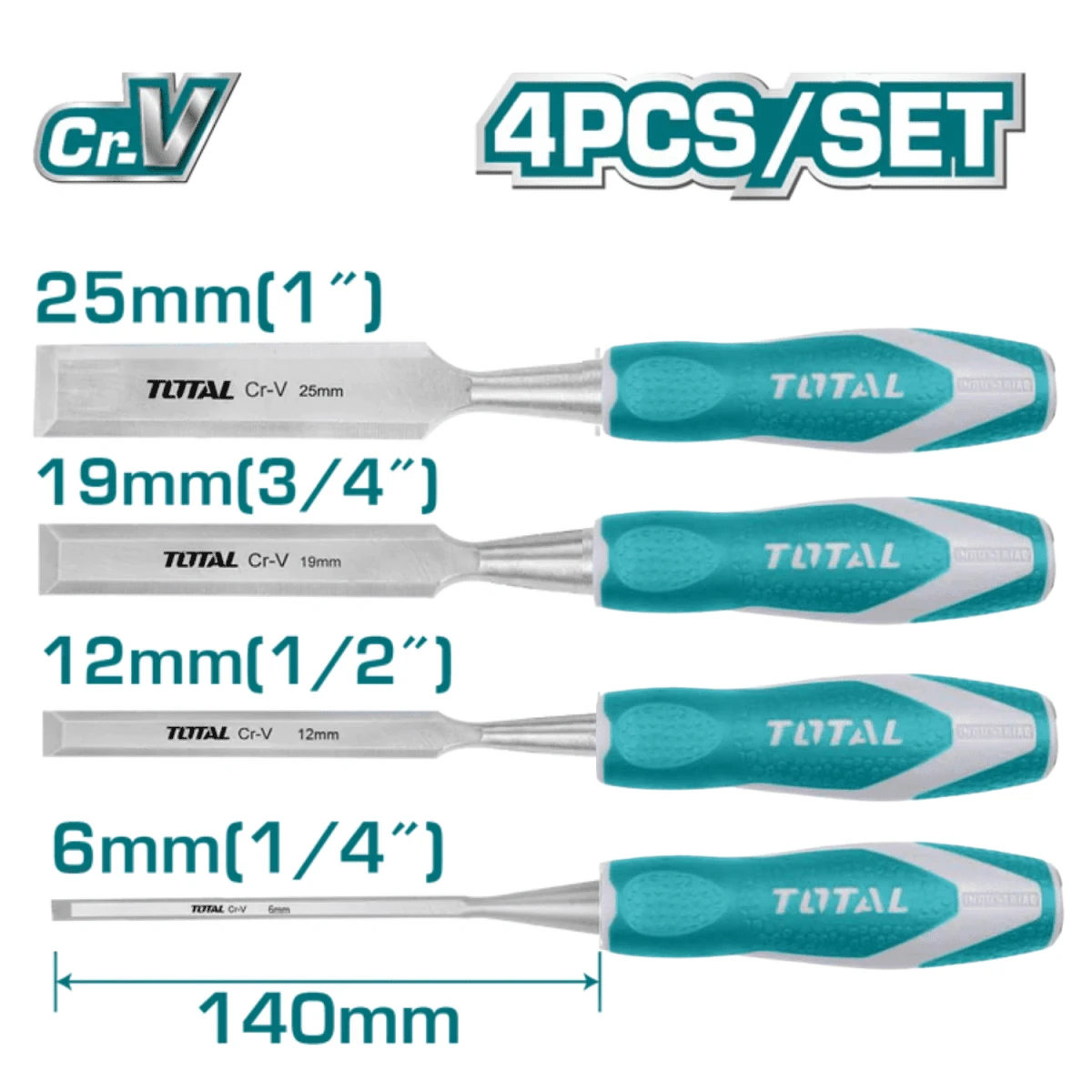 THT41K0401 Juego de 4 formones mango comfort grip total 2