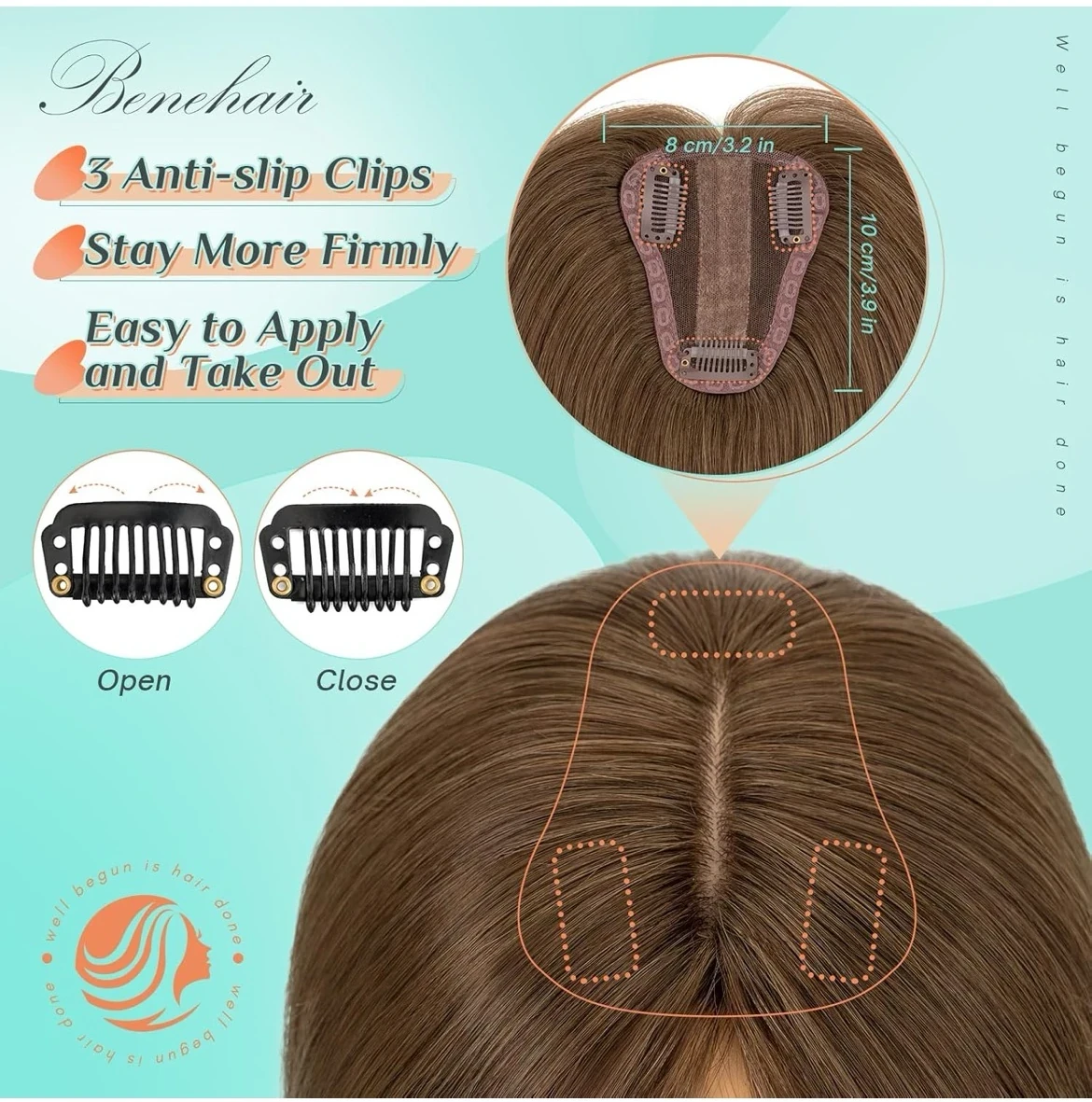 Extensiones de cabello humano real para mujer, 100% Remy, 8 pulgadas ,color marrón ceniza claro 2