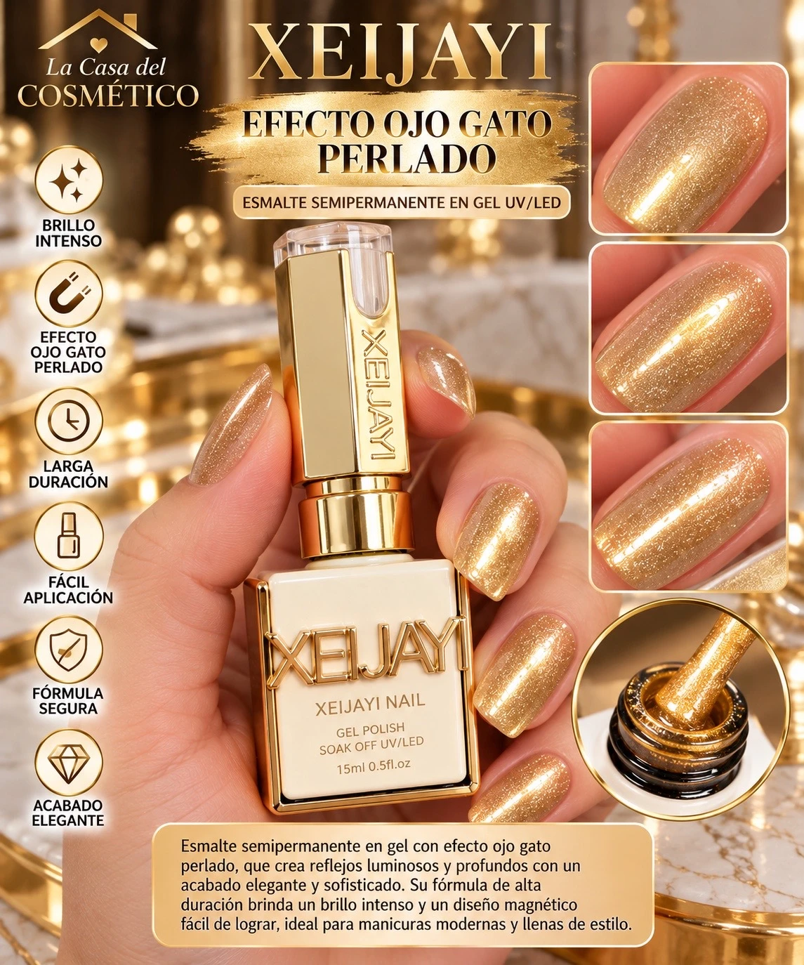 xeijayi destello perlado dorado