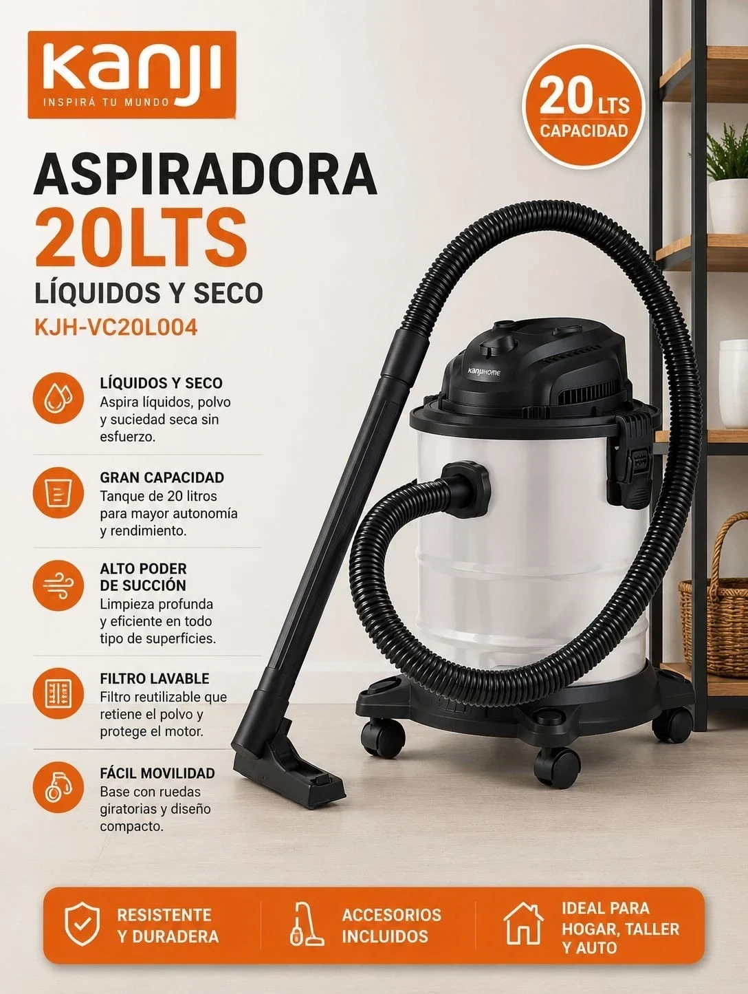 ASPIRADORA KANJI 20LTS 