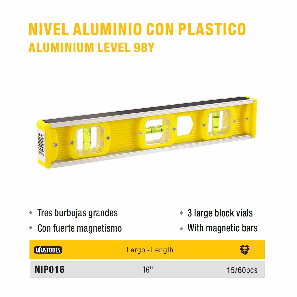 NIVEL ALUM PLAST UYUST 16" 