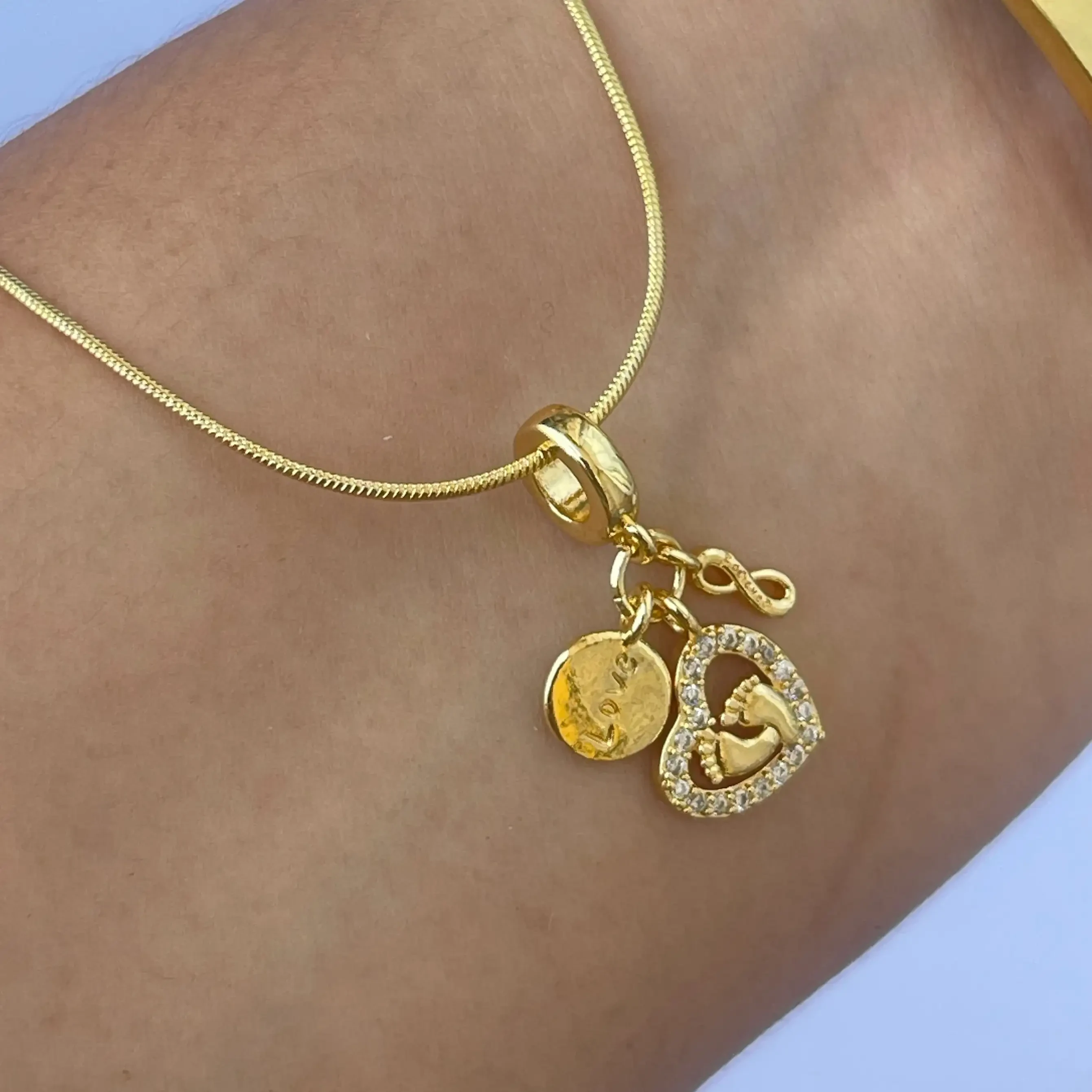 CADENA CHARM LOVE, HUELLITAS, INFINITO