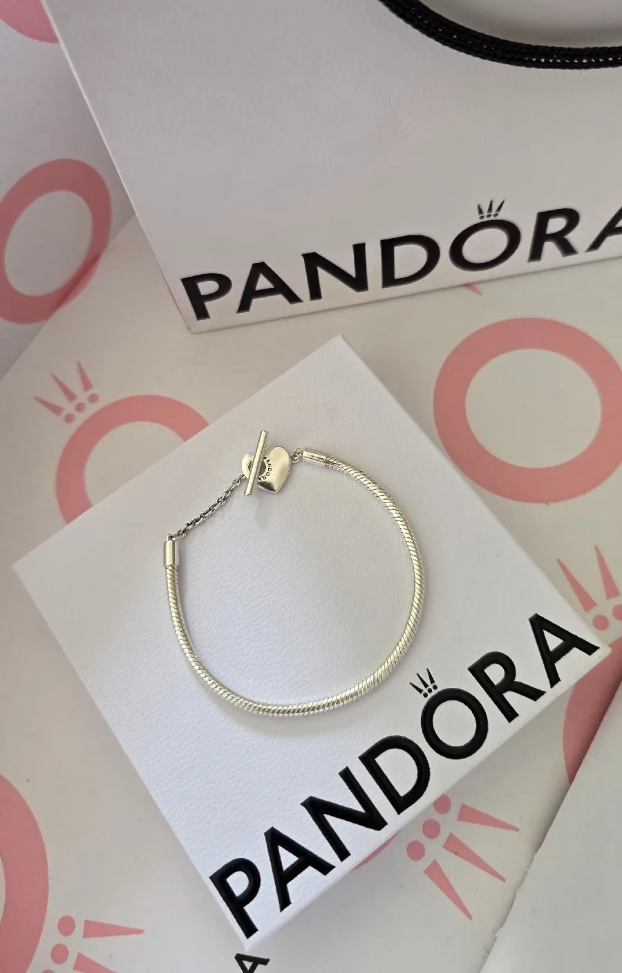 Pandora heart T-bar silver moments bracelet 