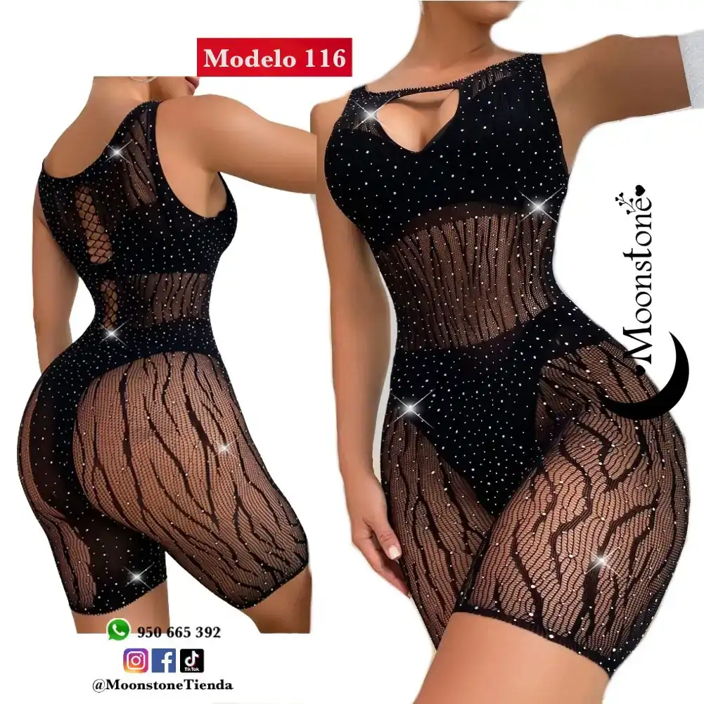 Modelo 116 enterizo short brilos oanty con diseño rojo y negro