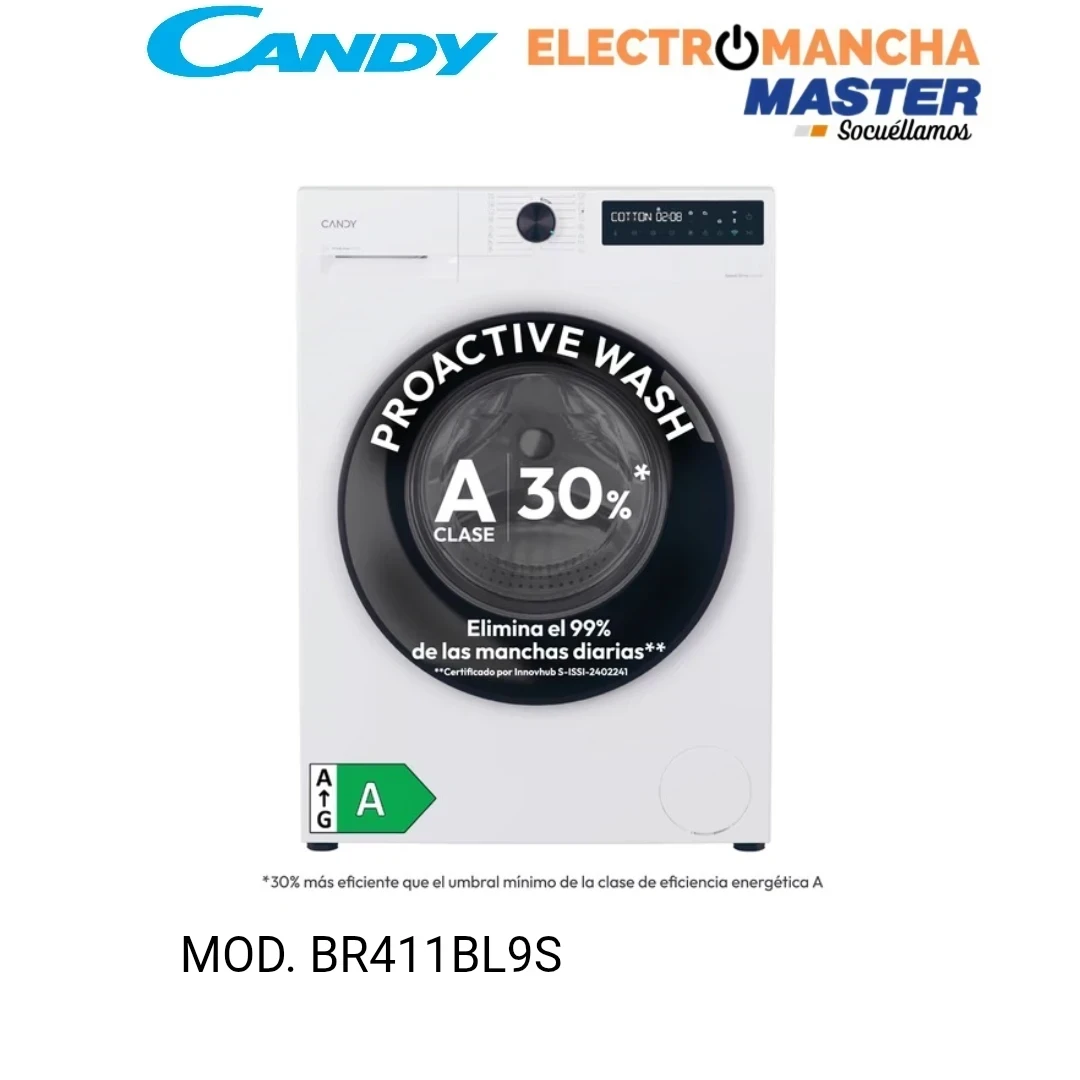 LAVADORA CANDY BR411BL9S 11 KILOS 1400 RPM CLASE A-30%