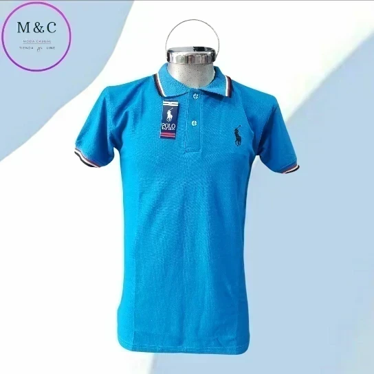 Playera Polo Talla M  diseño en cuello y mangas 2