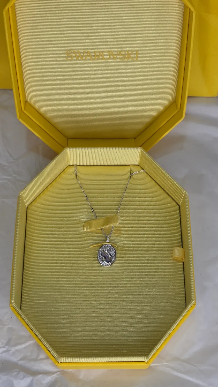 Swarovski swan icon silver necklace 