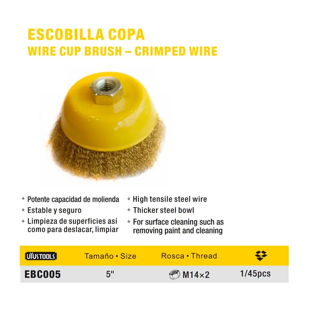 ESCOBILLA COPA ESMERIL UYUST 5" Dorado