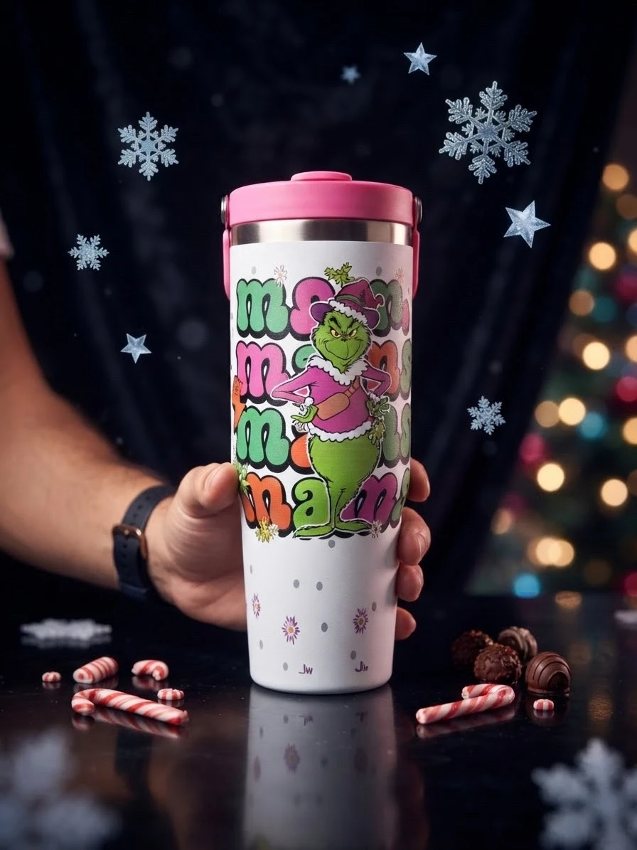 TERMO DE ACERO INOXIDABLE EL GRINCH 900 ML 3