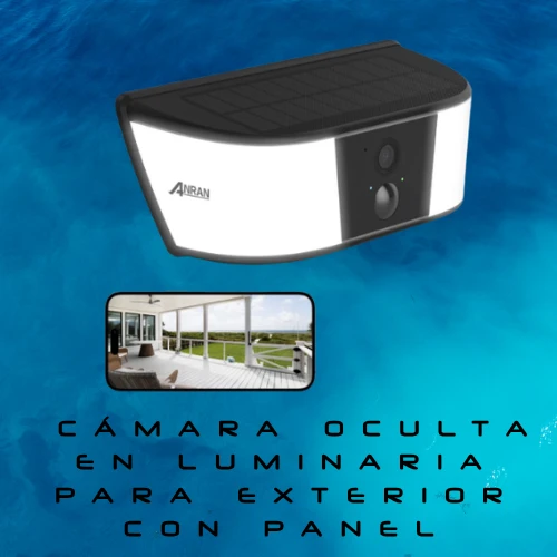 CÁMARA OCULTA EN LUMINARIA PARA EXTERIOR CON PANEL