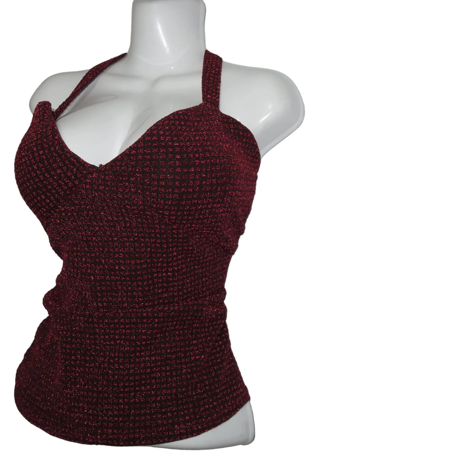 Blusa roja brillosa con copa 5