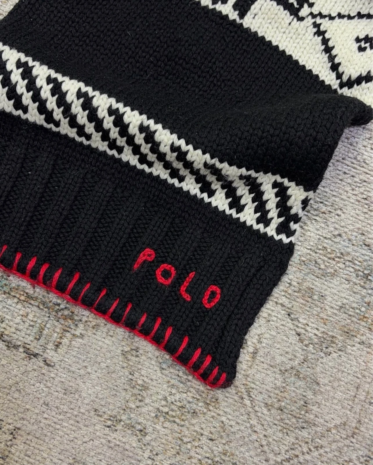 Bufanda PoloR alphL auren Unisex de Lana y Acrílico (Negro/Blanco) 2