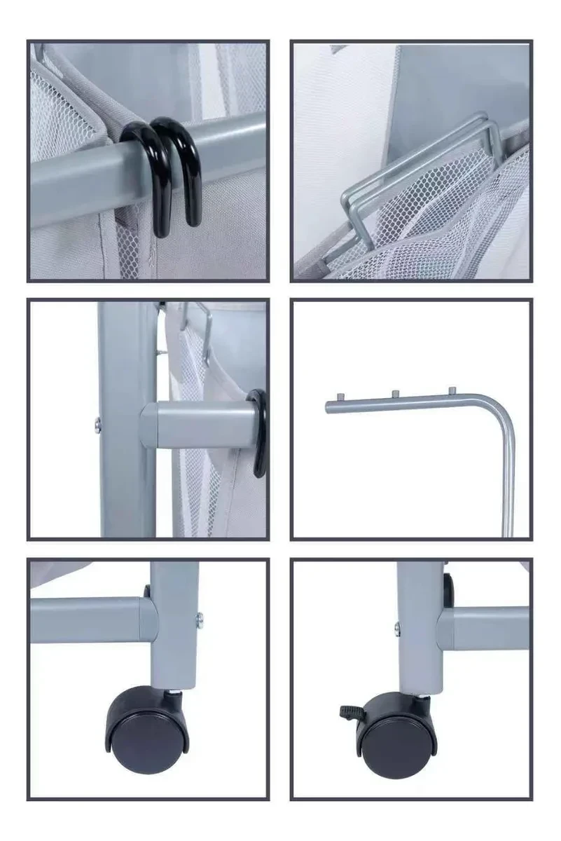 CANASTO PARA ROPA ORGANIZADOR TRIPLE +TABLA DE MADERA, CON RUEDAS (5W1-19-22) 2
